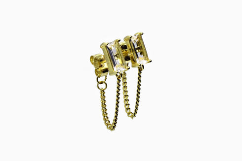 Ameya अमेय | Bergkristall | Ohrstecker mit Kette | 18K Vermeil Vergoldung